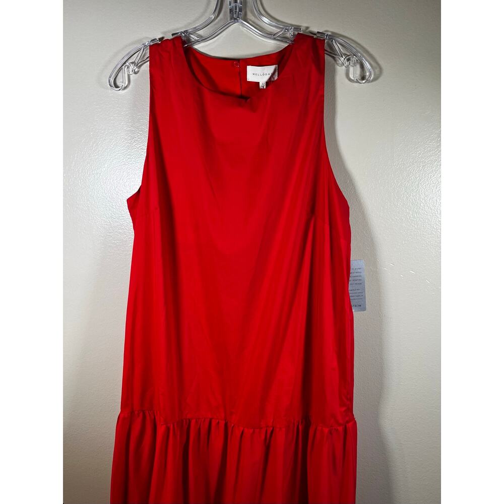MELLODAY Bright Orange Sleeveless Tiered Prarie Maxi Dresss Size L - Picture 6 of 9